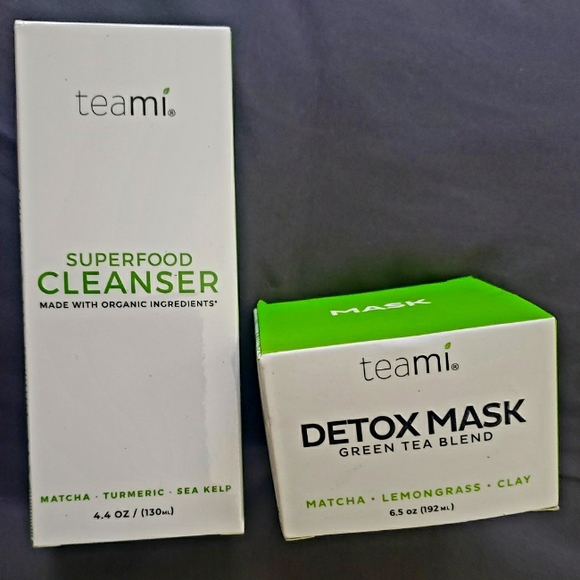 TEAMI' BLENDS SUPERFOOD 4.40Z CLEANSER & DETOX MASK, GREEN TEA BLEND 6.5OZ - Picture 1 of 10